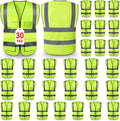 Safety Vests,Hi Vis Vest Reflective Vest with 5 Pockets and Zipper for Men Women, Neon Working Vest for Outdoor One Size