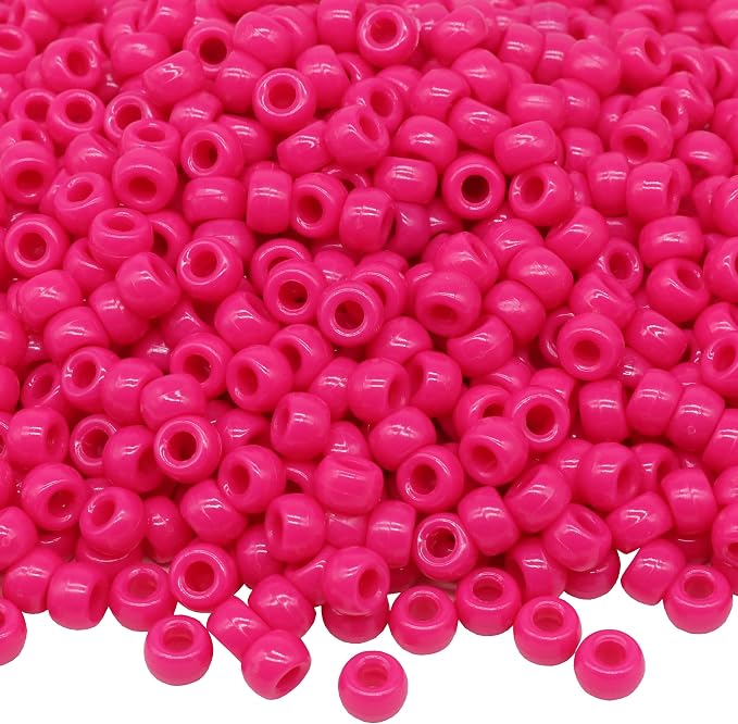 1000Pcs Pony Beads Bracelet 9mm Rose Plastic Barrel Pony Beads by Auvoua