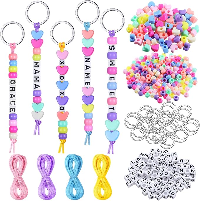 Landical 564 Pcs DIY Bead Keychain Kit Key Chain Making Craft Adjustable Letter by Landical