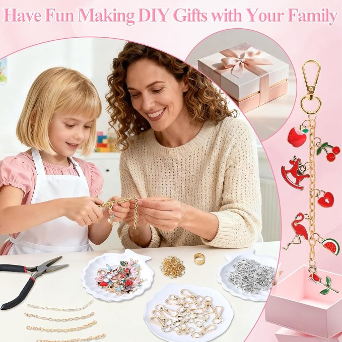 ZOYVUX 363Pcs Lip Gloss Charms Keychain Kit, DIY Bag Charm Kit - Image 7