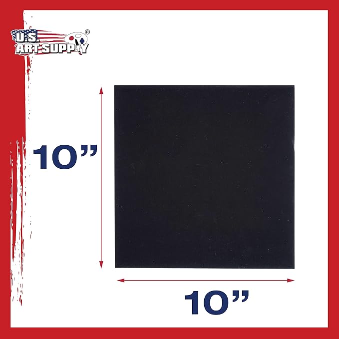 U.S. Art Supply 10 X 10 Inch Black Art Canvas Board Panels 6 Pack - Image 3