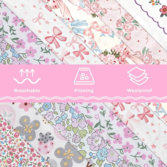 Aubliss 8pcs Fat Quarter Fabric Bundles Quilting Cotton Craft Fabric Pre-Cut - Image 5