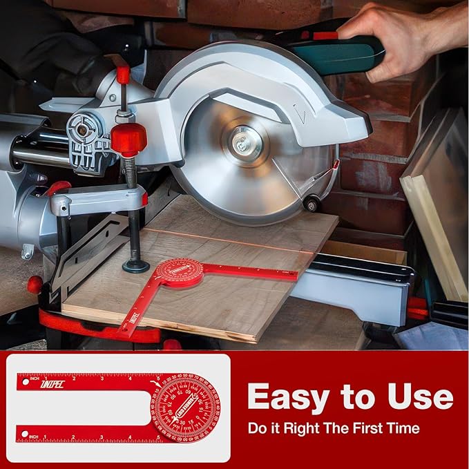7.3 Inch Aluminum Miter Saw Protractor,Rust Proof Angle Finder Precision Laser Engraved Scales and 360 Degree Rotation Function