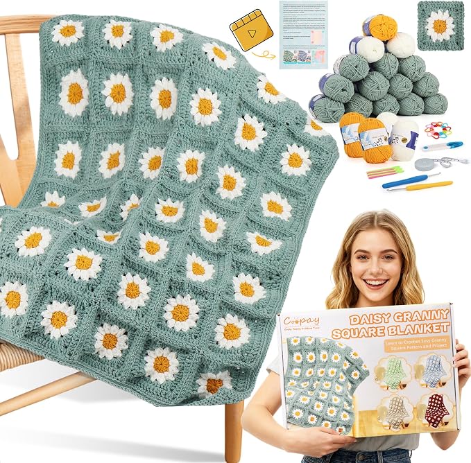 Coopay Crochet Kit for Beginners, Crochet Starter Kit for Blanket, Granny by Coopay