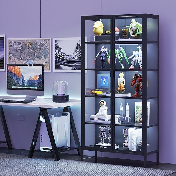 71" H Display Cabinet with Glass Doors, Display Case with LED Sensor Lights - Image 6