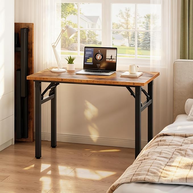 Need Small Folding Computer Desk, 35.8 Inch Writing Table, Rustic Brown | - Image 2