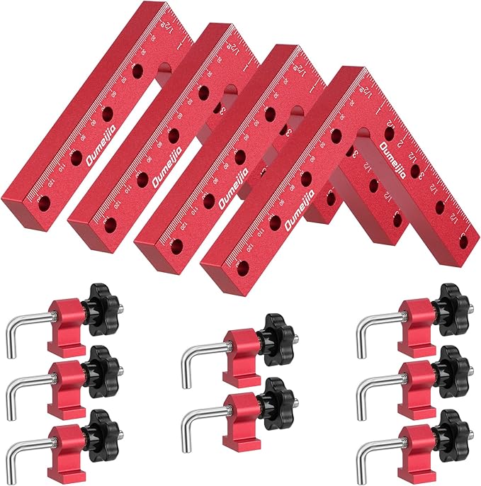 90 Degree Positioning Squares, Right Angle Clamps for Woodworking 5.5" x 5.5"(14 x 14cm), Aluminum Alloy Corner Clamps, Clamping Squares Tool for Picture Frame Box Cabinets Drawers (4 Pack)