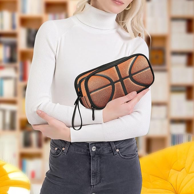 Basketball Ball Skin Pencil Case Box Boys Girls Large Pencil Pouch Zipper - Image 8
