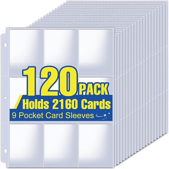 2160 Pockets Card Sleeves Binder Sheets, 9 Pocket Card Sleeves by Zenowick