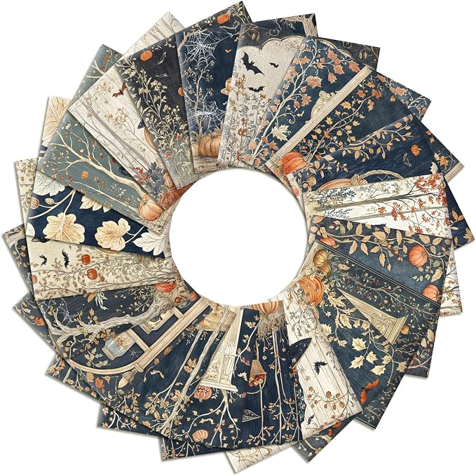 HunnmingRe 20 Pcs 10''x10'' Autumn Halloween Quilting Fabric Square Pumpkin - Image 7