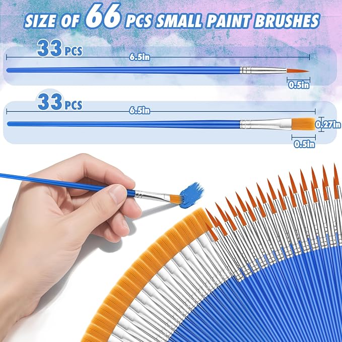 66 Pcs Small Paint Brushes Set - Image 2