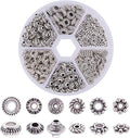 PH PandaHall 300pcs 6 Style Antique Silver Spacer Beads, Tibetan Metal Alloy by PHPandaHall