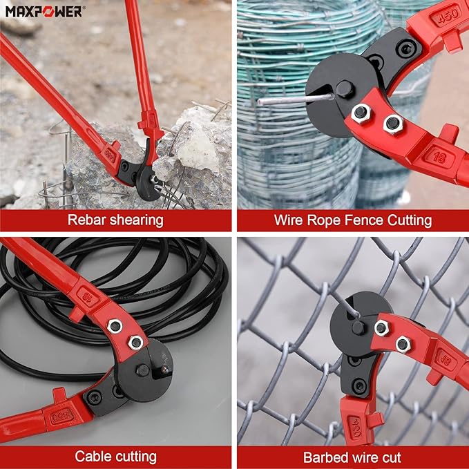MAXPOWER Steel Cable Cutters,18-Inch Heavy Duty Wire Rope Cutter, Steel Wire Cutters Heavy Duty Industrial Strength Cable Cutter for Hard Wire Ropes, Stainless Steel Wire