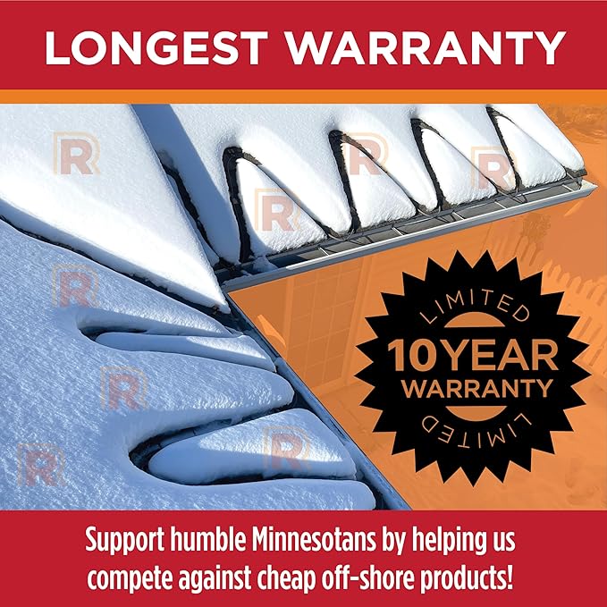RADIANT SOLUTIONS HeatTapePro - Intelligent Commercial Grade Self-Regulating Heat Cable with GlowCap™ - 10 YR warranty - Ice Dam & Pipe Freeze Protection - 50 ft cable + 10 Ft Cord, 120V, 6 watts/Ft