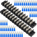 Terminal Block,2 Pack 12 Circuits 20-30A 200v-450v Dual Row Screw Terminals Strip +48 PCS Heat Shrink Wire Connectors
