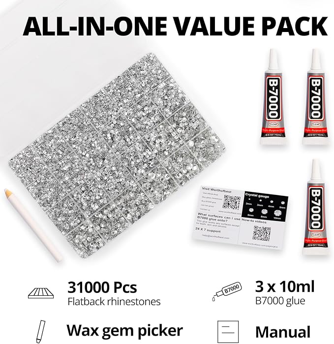 31000Pcs Silver Clear Rhinestones - Image 2