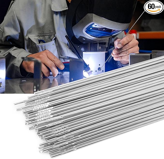 UNIFAMILY 60Pcs Aluminum Welding Rods ER4043 1/16" x 16", TIG Welding Rod, Low Temp Aluminum Rod, Low Splatter Corrosion Resistance Aluminum Welding Wire, Tig Filler accessories (60 pcs 1/16" x 16")
