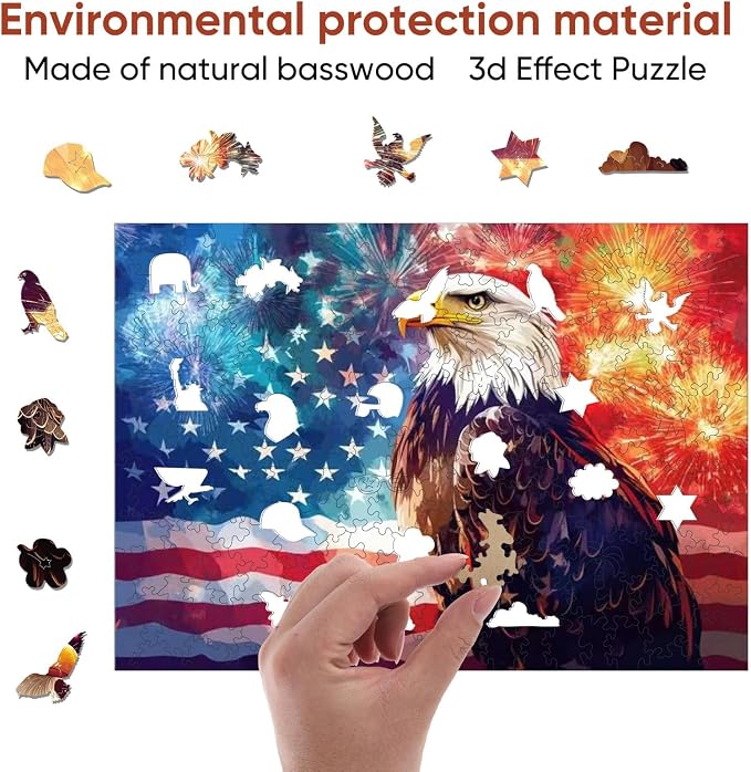 Reouinty Wooden Puzzle for Adults 500 Pieces, Eagle Wood Jigsaw Puzzles - Image 7