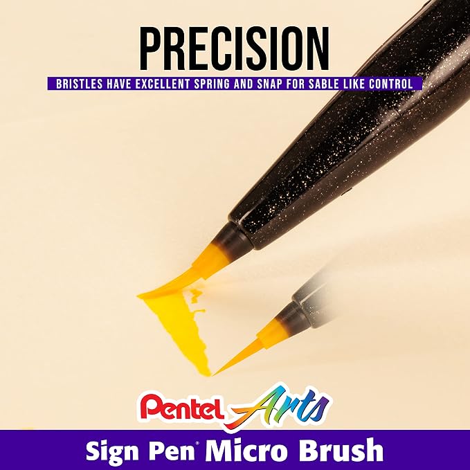 Pentel Arts Sign Pen Micro Brush Tip, 12-PK Plastic Box - Image 4