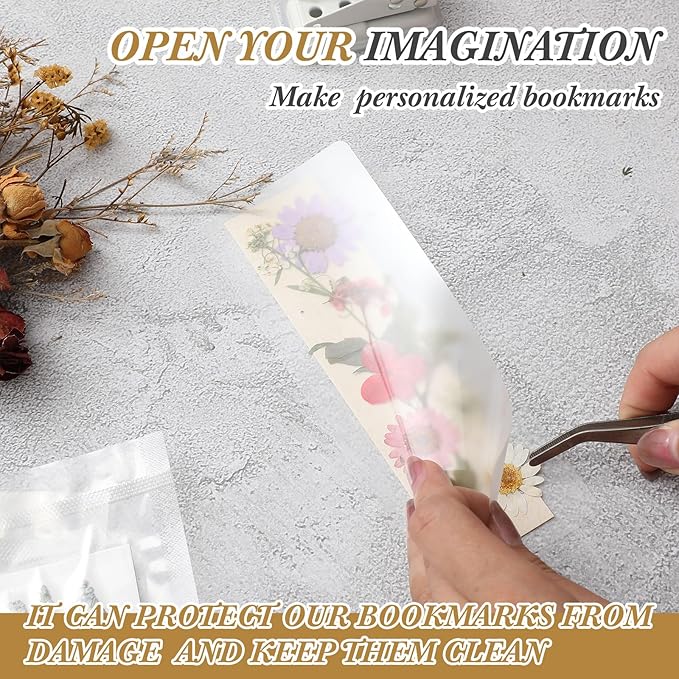 Fuyoooo 176 Pcs Pressed Flowers Bookmark Making Kit, DIY Bookmark Laminating - Image 4