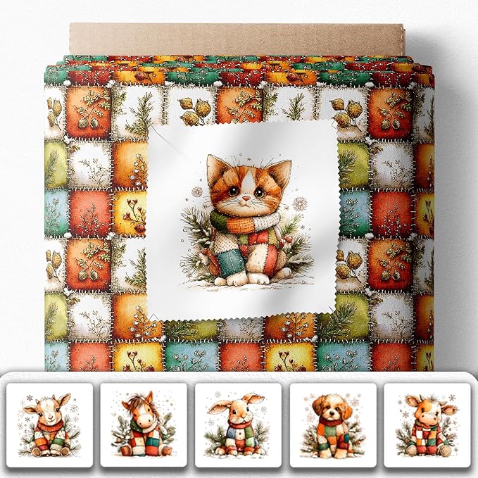 Cozy Animals Patchwork Quilting Fabric Panel – 6× Blocks + Bonus Patchwork - Image 2