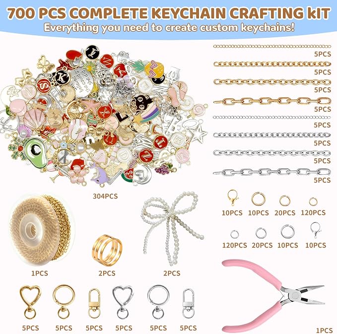 Grnheat 700 Pcs Charms Lip Gloss Keychain Making Kit - Image 2