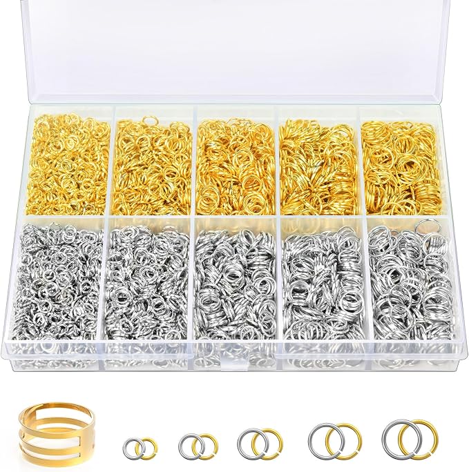 4600 Pcs Jump Rings for Jewelry Making Kit Gold & Silver, Open Rings by QulltkClasp