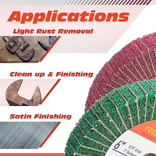 6 Inch Flap Wheel, Non-Woven Abrasive Polishing Wheel, 1 Inch Thickness, 3/4 Inch Arbor, for Bench Grinder (Assorted Grit240 Grit320 SP)