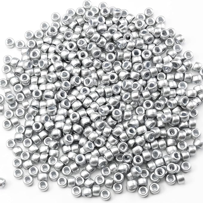 1000 Pcs Acrylic Silver Pony Beads 6x9mm Bulk - Image 2