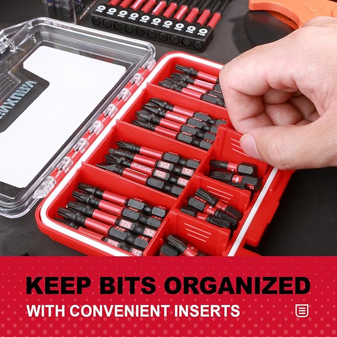 71pieces Impact Screwdriver Bits Set, Magnetic S2 Steel Multi Insert Power Bits Tips with Impact Bit Holder with Storage Box