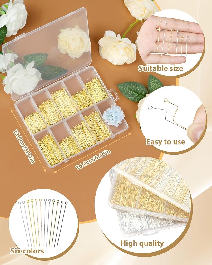 FIVEIZERO 900 PCS Eye Pins and Flat Head Pins - Image 3