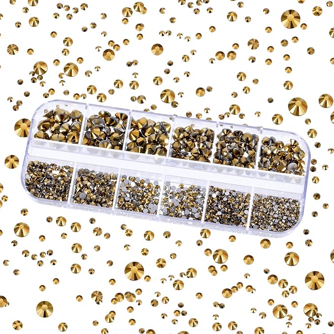 TecUnite 2000 Pieces Flat Back Gems Round Crystal Rhinestones 6 Sizes - Image 4