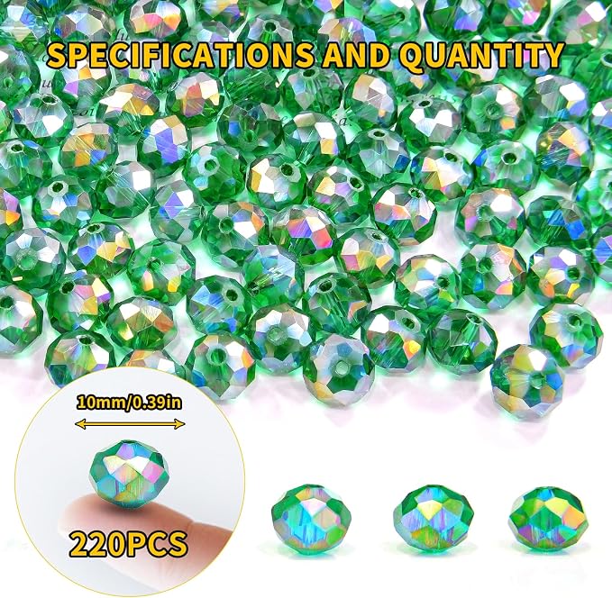 220Pcs 10mm Crystal Glass Beads - Image 2