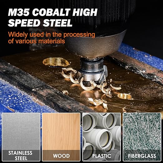 THINKWORK M35 Cobalt Spiral Flute Step Drill Bit, Single Size HSS Step Bit 3/8", Small Size EDC 1/4" Shank Step Bits for Metal, Carbon Steel, Stainless Steel, Wood, Plastic
