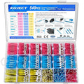 Kuject 540PCS Heat Shrink Wire Connectors Kit, Electrical Waterproof Crimp Butt Terminals, Insulated Spade Connectors for Automotive Marine Boat Truck, Include Rings Forks Spade Butt Splices