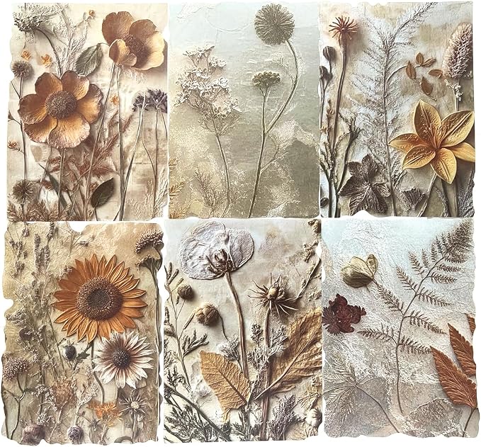 23 Sheets Vintage Autumn Floral Botanical Scrapbook Paper Kit Collage Supplies by ZIKERVDO