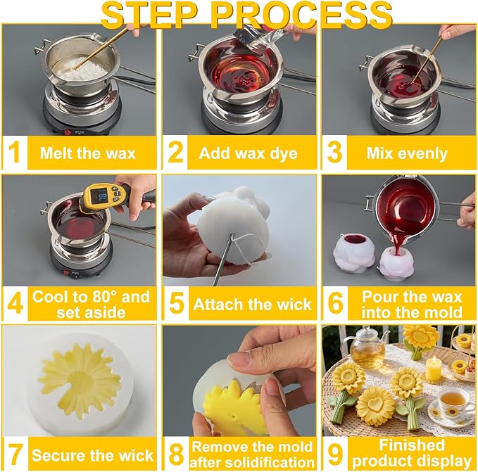 2PCS 3D Sunflower Candle Silicone Mold - Image 7