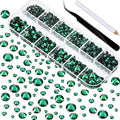 TecUnite 2000 Pieces Flat Back Gems Round Crystal Rhinestones 6 Sizes by TecUnite