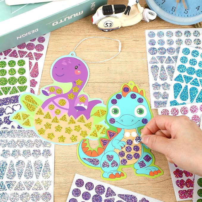 JULEASEL DIY Mirror Mosaic Dinosaur Craft Kit | Stickers Gift - Image 2