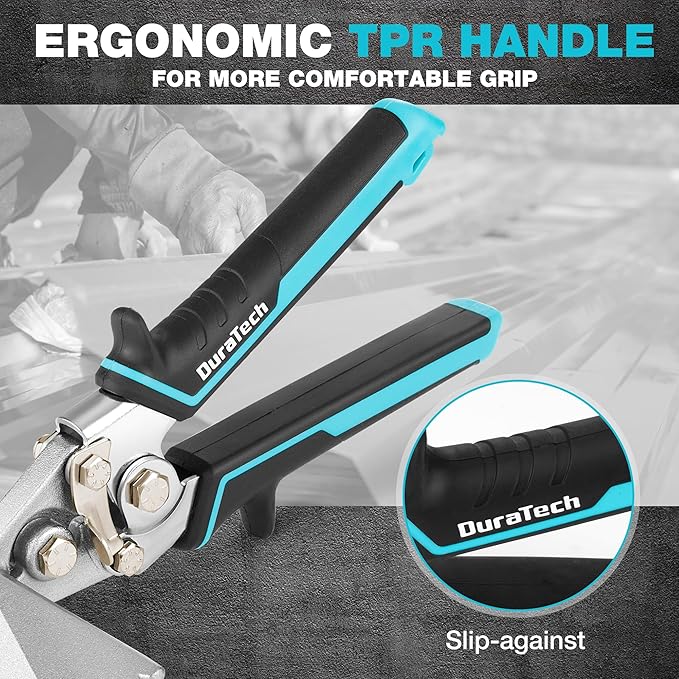 DURATECH 6 Inch Sheet Metal Bender, Hand Seamers Sheet Metal Tools with Ergonomic TPR Handle, Straight Jaw Metal Bending Pliers for Bending, Seaming and Flattening Metal