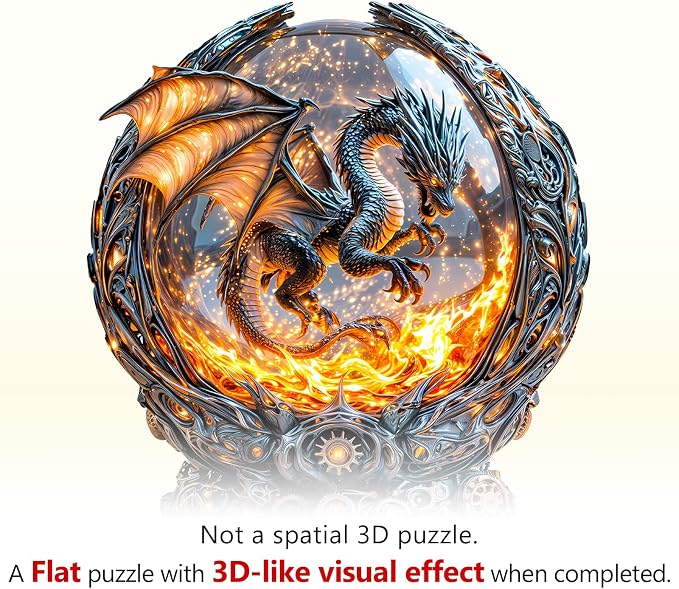 Magic Ball Fire Dragon Puzzles Adults Gifts Wooden 245 Pieces 13.4 * 12.3in - Image 9