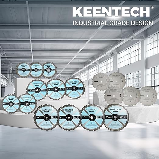 KEENTECH 10 Inch ATB Miter Saw Blade 32T and 60T Assortment for Wood Working, Compatible with 5/8 Inch Arbor Corded or Cordless Miter Saws, Table Saws (2-Pack)