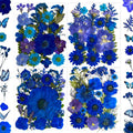 132Pcs Blue Pressed Dried Flowers and Butterfly by LUCISKY