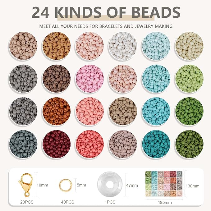 TEXGIZRLY 3mm Seed Beads for Jewelry Making Bracelet Making Kit Adults | 24 - Image 2