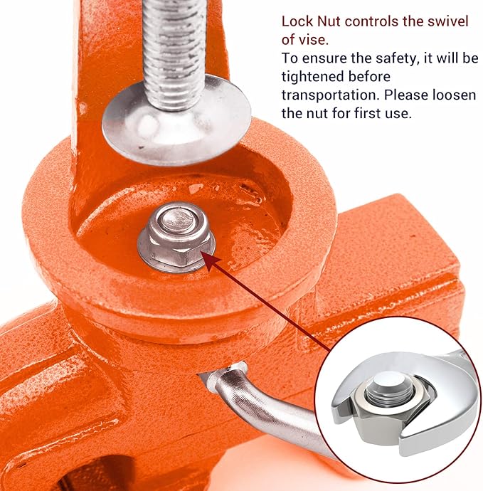 Nuovoware Table Vise 3 Inch, 360° Swivel Base Universal Home Vise Portable Bench Clamp, Clamp-on Vise Bench Clamps Fixed Tool for Woodworking, Metalworking, Cutting Conduit, Drilling, Sawing, Orange
