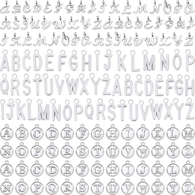 SANNIX 156Pcs/6 Sets Letter Charms, Alphabet ABC Letter Charms 3 Styles Capital by SANNIX