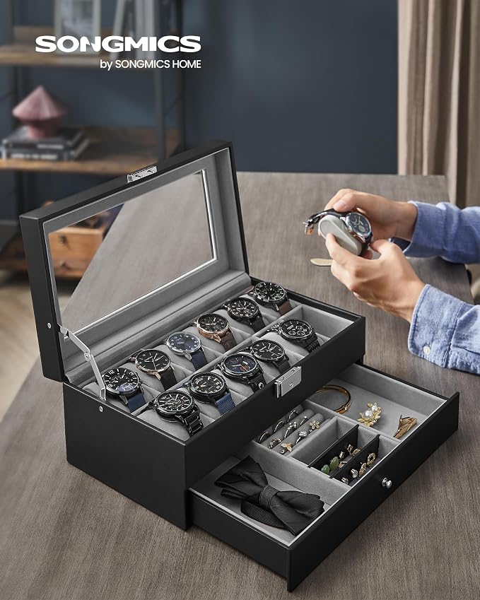 SONGMICS Watch Box, 12-Slot Watch Case Organizer - Image 2