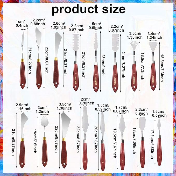 Honoson 16 Pieces Palette Knife Set Stainless Steel Painting Knives - Image 2