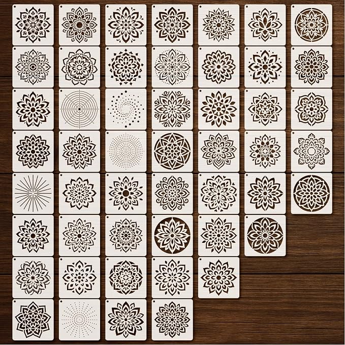 Stencils 4in 50pcs Craft Paint Template Reusable Plastic Templates Mandala by BLOSSOMLAYER