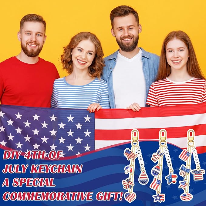CraftyDream 558 Pcs American Flag Charm Keychains Making Kit Patriotic Charms - Image 7